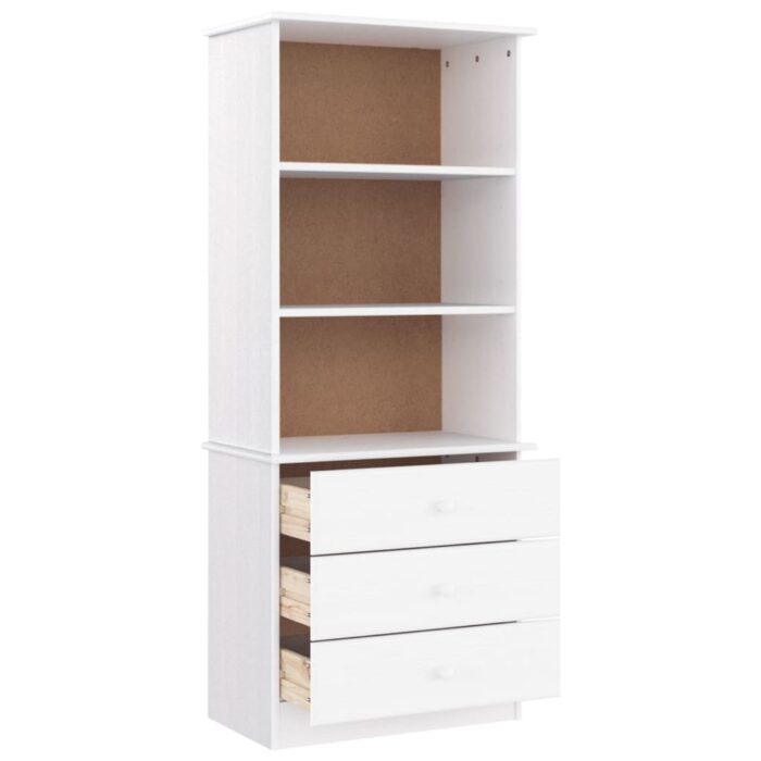 Bibliothèque et tiroirs ALTA blanc 60x35x142 cm bois massif pin – Image 2