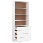 Bibliothèque tiroirs ALTA blanc 77x35x186,5cm bois massif pin – Image 2