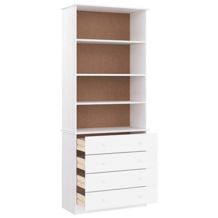 Bibliothèque tiroirs ALTA blanc 77x35x186,5cm bois massif pin – Image 2
