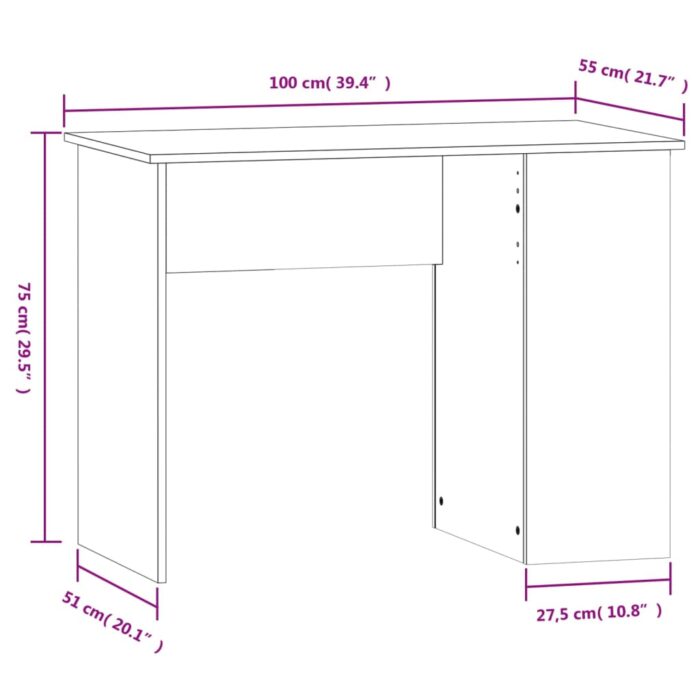 Bureau chêne sonoma 100x55x75 cm bois d'ingénierie – Image 6