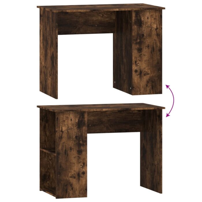 Bureau chêne fumé 100x55x75 cm bois d'ingénierie – Image 4