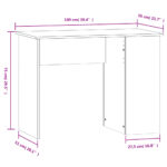 Bureau chêne fumé 100x55x75 cm bois d'ingénierie – Image 6