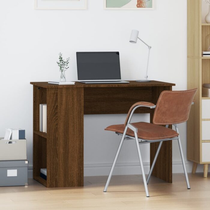 Bureau chêne marron 100x55x75 cm bois d'ingénierie – Image 1