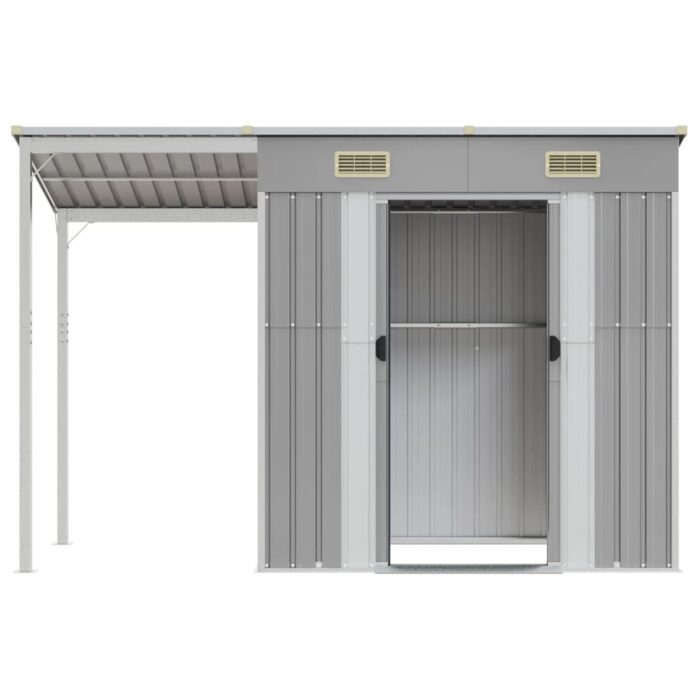Abri de jardin avec toit prolongé gris clair 277x110,5x181 cm – Image 2