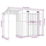Abri de jardin avec toit prolongé gris clair 277x110,5x181 cm – Image 7