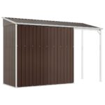 Abri de jardin avec toit prolongé marron 277x110,5x181 cm acier – Image 4