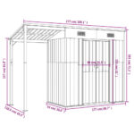 Abri de jardin avec toit prolongé marron 277x110,5x181 cm acier – Image 7