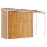Abri de jardin avec toit prolongé marron clair 277x110,5x181 cm – Image 4