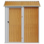Abri de jardin marron clair 192x152,5x237 cm acier galvanisé – Image 2