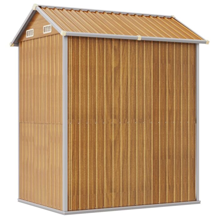 Abri de jardin marron clair 192x152,5x237 cm acier galvanisé – Image 4