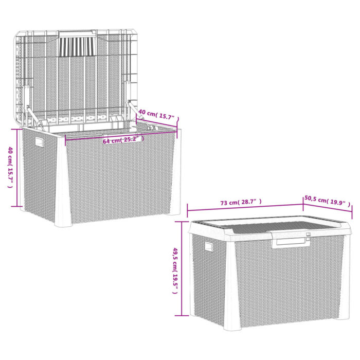 Boîte de rangement de jardin anthracite 125 L PP – Image 8