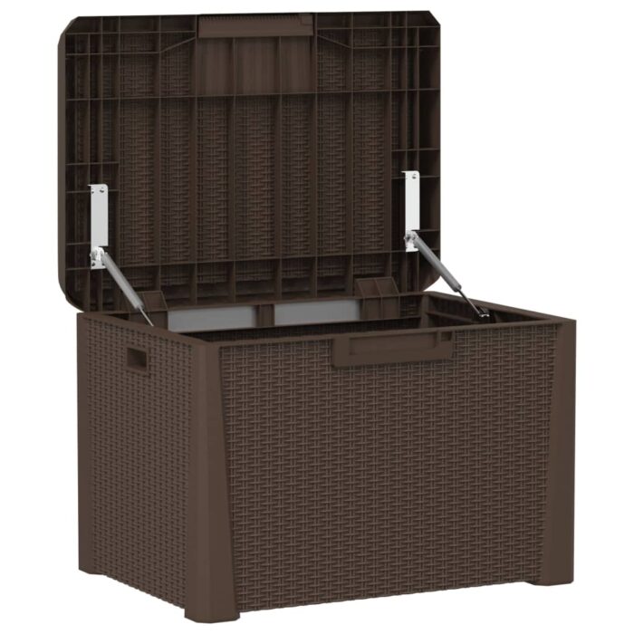 Boîte de rangement jardin coussin de siège marron 125 L PP – Image 3