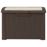 Boîte de rangement jardin coussin de siège marron 125 L PP – Image 4