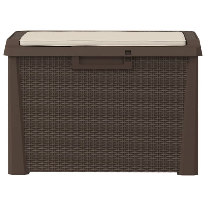 Boîte de rangement jardin coussin de siège marron 125 L PP – Image 4
