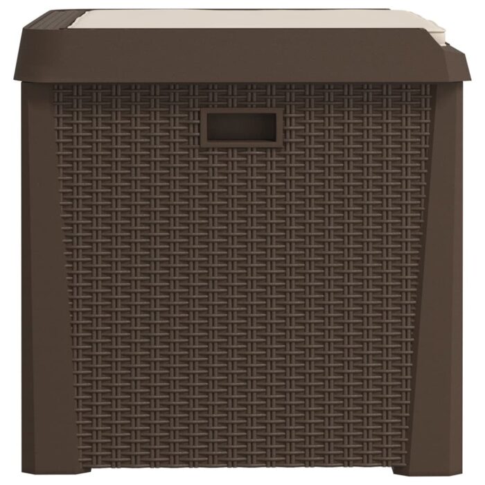Boîte de rangement jardin coussin de siège marron 125 L PP – Image 5