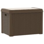 Boîte de rangement jardin coussin de siège marron 125 L PP – Image 6