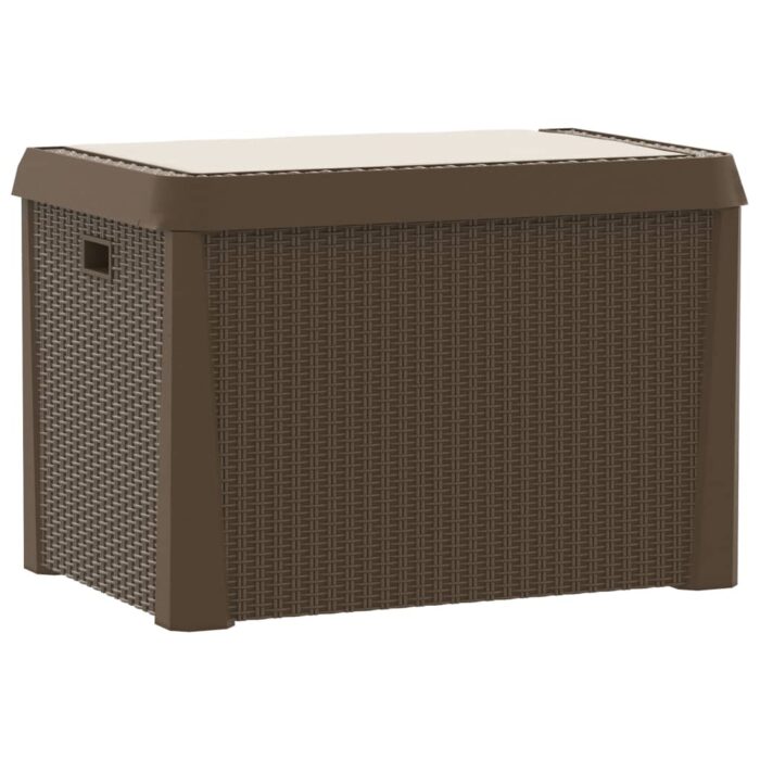 Boîte de rangement jardin coussin de siège marron 125 L PP – Image 6