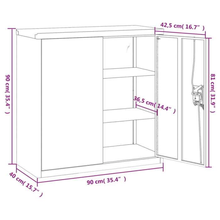 Classeur anthracite 90x40x90 cm acier – Image 8