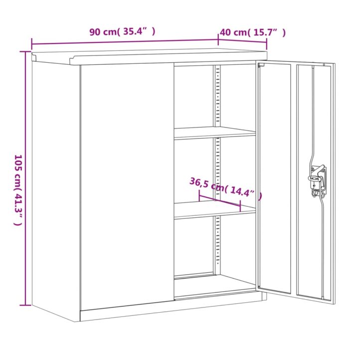 Classeur noir 90x40x105 cm acier – Image 8