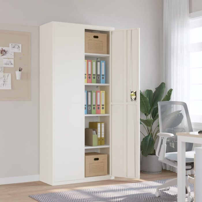 Classeur blanc 90x40x200 cm acier – Image 1
