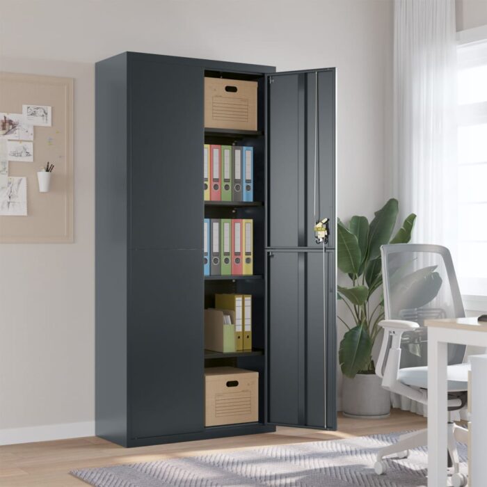 Classeur anthracite 90x40x200 cm Acier – Image 1