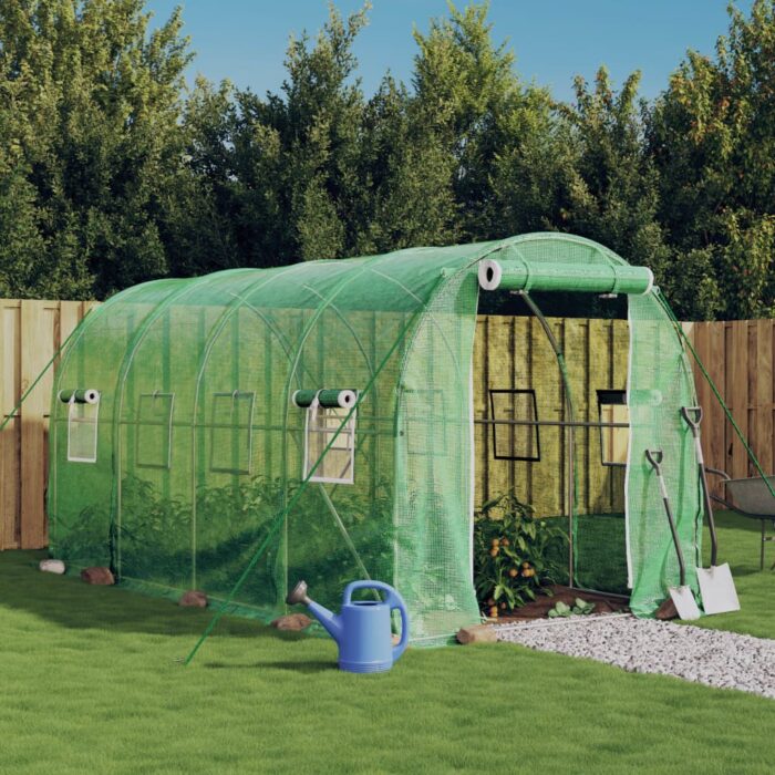 Serre avec cadre en acier vert 8 m² 4x2x2 m – Image 1