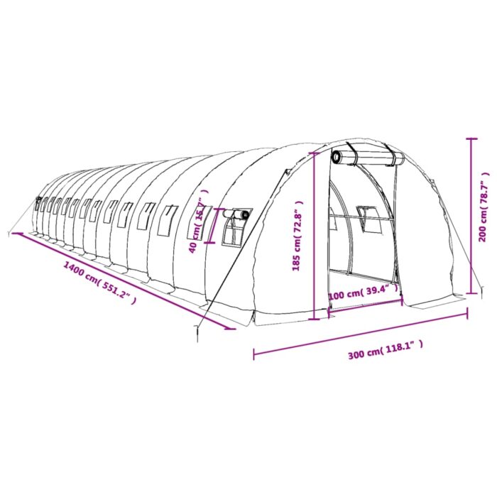 Serre avec cadre en acier blanc 42 m² 14x3x2 m – Image 10