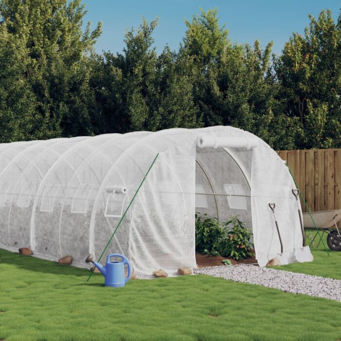 Serre avec cadre en acier blanc 42 m² 14x3x2 m – Image 1