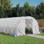 Serre avec cadre en acier blanc 66 m² 22x3x2 m