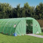 Serre avec cadre en acier vert 40 m² 10x4x2 m