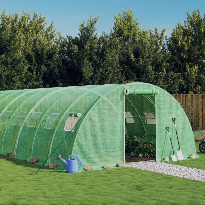 Serre avec cadre en acier vert 64 m² 16x4x2 m – Image 1