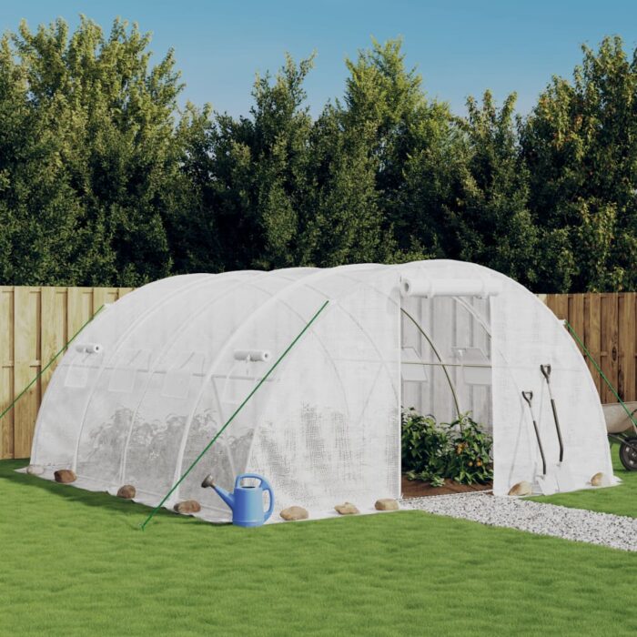 Serre avec cadre en acier blanc 16 m² 4x4x2 m – Image 1