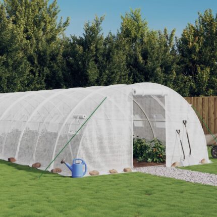 Serre avec cadre en acier blanc 24 m² 6x4x2 m
