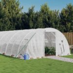 Serre avec cadre en acier blanc 96 m² 24x4x2 m