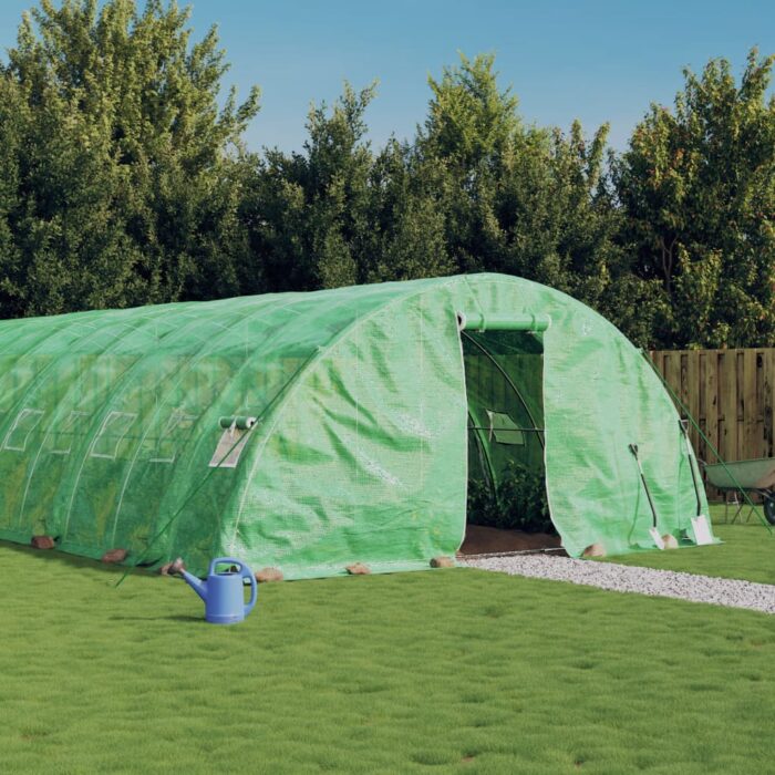 Serre avec cadre en acier vert 80 m² 16x5x2,3 m – Image 1