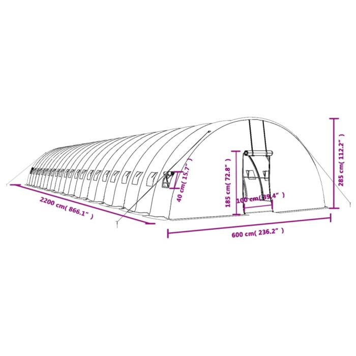 Serre avec cadre en acier vert 132 m² 22x6x2,85 m – Image 10