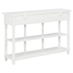 Table console blanc 110 x 30 x 76 cm bois d'ingénierie – Image 3