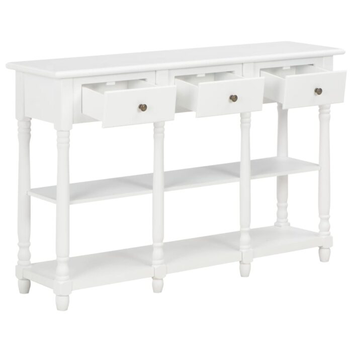 Table console blanc 110 x 30 x 76 cm bois d'ingénierie – Image 5