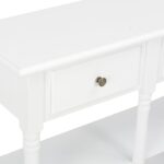 Table console blanc 110 x 30 x 76 cm bois d'ingénierie – Image 6
