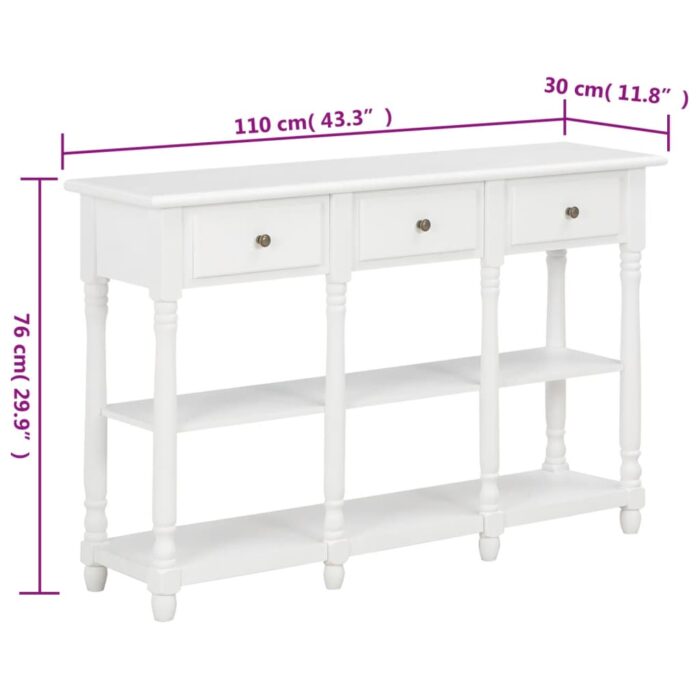 Table console blanc 110 x 30 x 76 cm bois d'ingénierie – Image 8