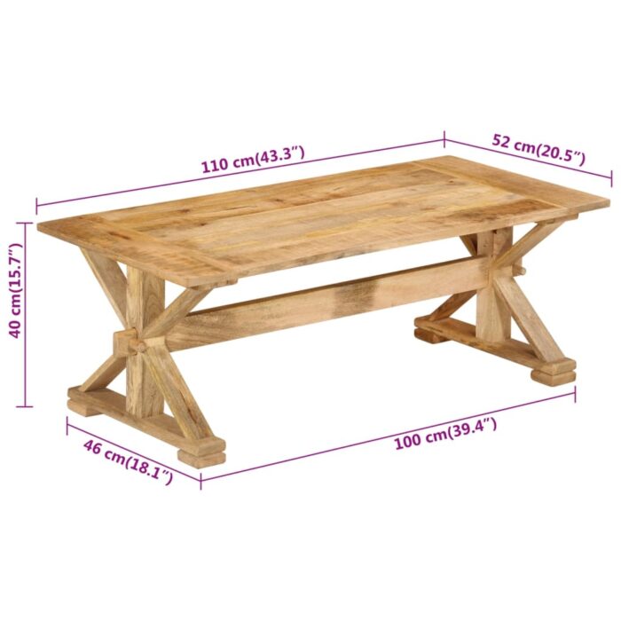 Table basse 110x52x40 cm bois de manguier massif – Image 8