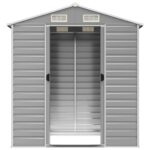 Abri de jardin gris clair 191x130x198 cm acier galvanisé – Image 3