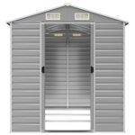 Abri de jardin gris clair 191x300x198 cm acier galvanisé – Image 3