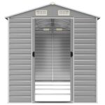 Abri de jardin gris clair 191x385x198 cm acier galvanisé – Image 3