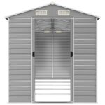 Abri de jardin gris clair 191x470x198 cm acier galvanisé – Image 3