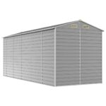 Abri de jardin gris clair 191x470x198 cm acier galvanisé – Image 5