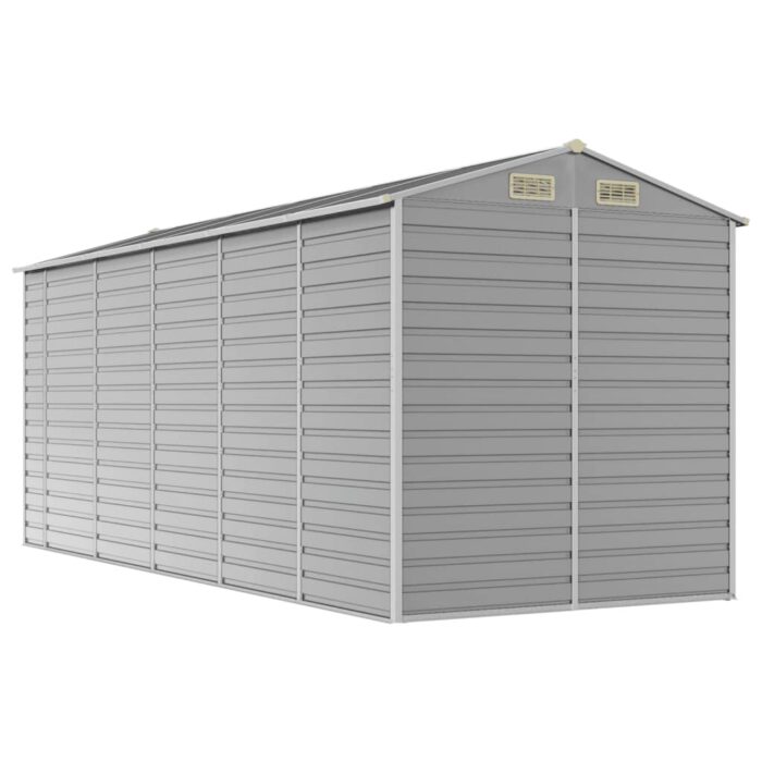 Abri de jardin gris clair 191x470x198 cm acier galvanisé – Image 5