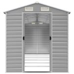 Abri de jardin gris clair 191x555x198 cm acier galvanisé – Image 3