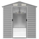 Abri de jardin gris clair 191x640x198 cm acier galvanisé – Image 3