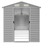Abri de jardin gris clair 191x725x198 cm acier galvanisé – Image 3